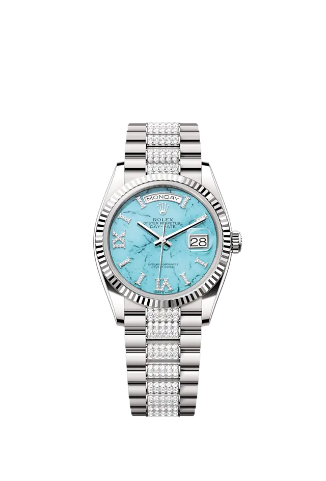 Rolex Day-Date 36, 18k White Gold with Diamond-set, 36mm, Ref# 128239-0045