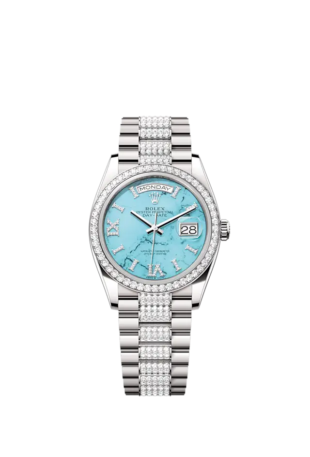 Rolex Day-Date 36, 18k White Gold with Diamond-set, 36mm, Ref# 128349rbr-0032