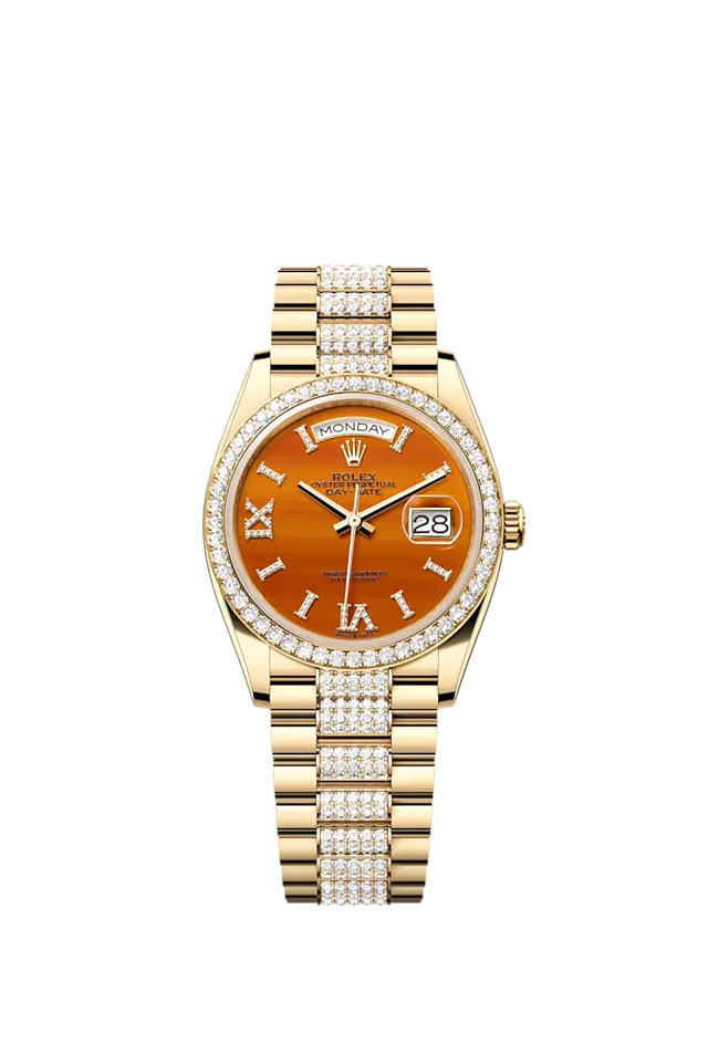 Rolex Day-Date 36, 18k Yellow Gold with Diamond-set, 36mm, Ref# 128348rbr-0050