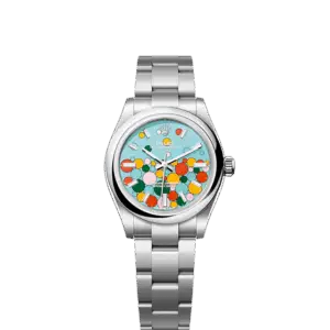 Rolex Oyster Perpetual 31, Turquoise blue, Celebration motif, Oystersteel, 31mm, Ref# 277200-0010