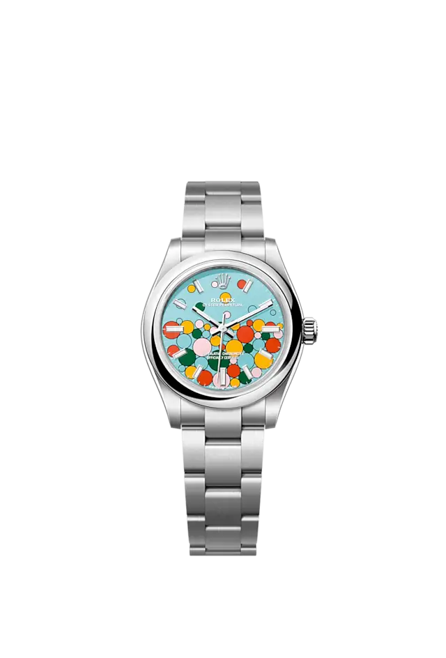 Rolex Oyster Perpetual 31, Turquoise blue, Celebration motif, Oystersteel, 31mm, Ref# 277200-0010