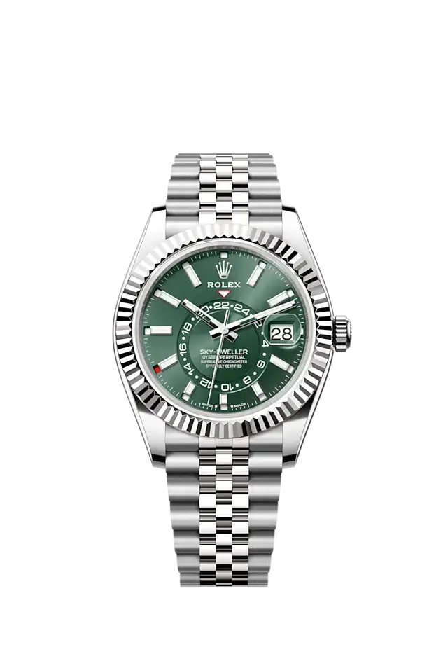 Rolex Sky-Dweller, 42mm, Oystersteel and 18k White Gold, Green, Jubilee, Ref# 336934-0002