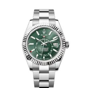 Rolex Sky-Dweller, 42mm, Oystersteel and 18k White Gold, Green, Oyster, Ref# 336934-0001