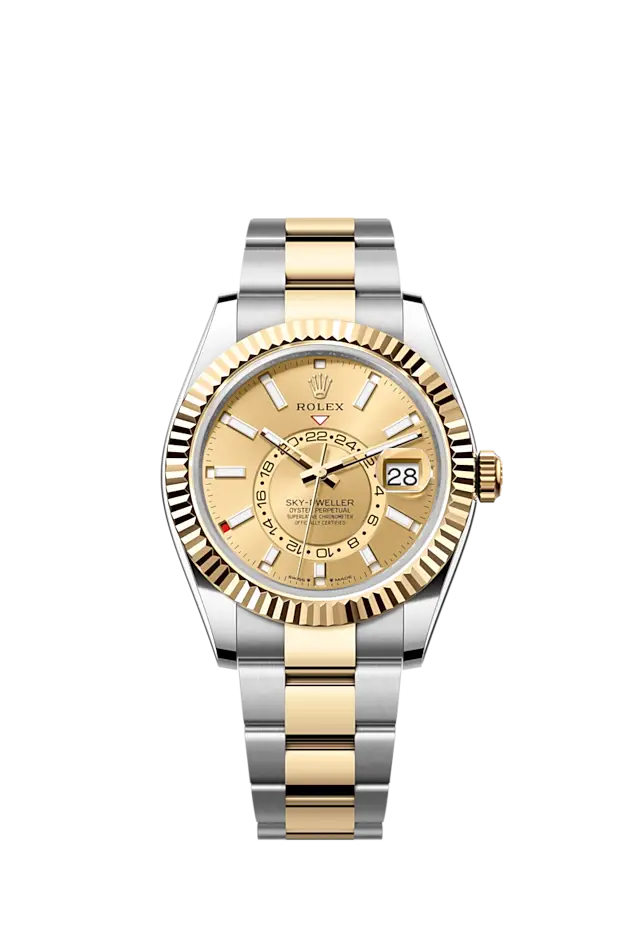 Rolex Sky-Dweller, 42mm, Oystersteel and 18k Yellow Gold, Champagne, Oyster, Ref# 336933-0001