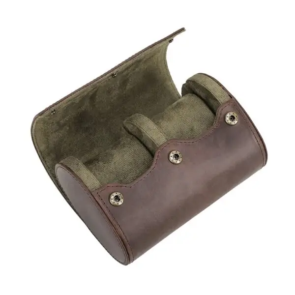 Vintage Leather Travel 2 Slot Watch Roll - Image 2