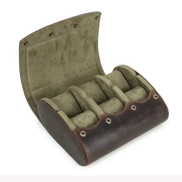 Vintage Leather Travel 6 Slot Watch Roll - Image 2