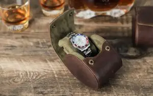 Vintage Leather Travel 1 Slot Watch Roll