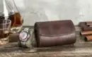 Vintage Leather Travel 2 Slot Watch Roll
