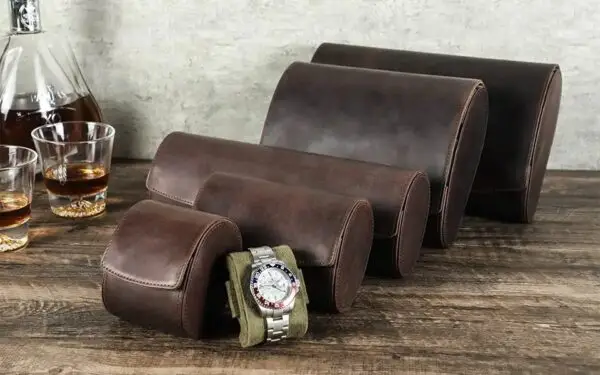Vintage Leather Travel 8 Slot Watch Roll - Image 4