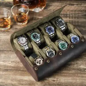 Vintage Leather Travel 8 Slot Watch Roll