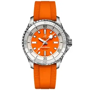 Breitling Superocean 36Mm Orange Dial Ladies Automatic Strap Watch