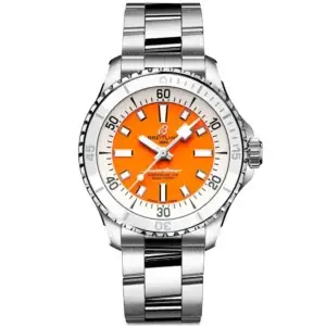 Breitling Superocean 36Mm Orange Dial Ladies Automatic Bracelet Watch