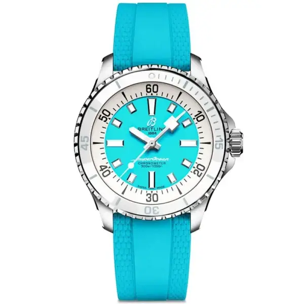 Breitling Superocean 36Mm Turquoise Dial Ladies Automatic Strap Watch